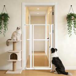 WAOWAO 59-in Extra Tall Adjustable Pressure-Mounted Barrier Clear Gate for Dogs & Cats, White, 29 to 37-in wide