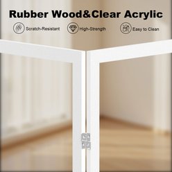 WAOWAO 4-Panel Wooden Extra Wide Freestanding Dog Gate with Clear Acrylic Stairs/Hallway, White, 31 x 68-in slide 2 of 8