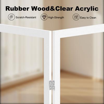 Show full view: WAOWAO 6-Panel Wooden Extra Wide Freestanding Dog Gate with Clear Acrylic Stairs/Hallway, White, 24 x 102-in slide 8 of 8