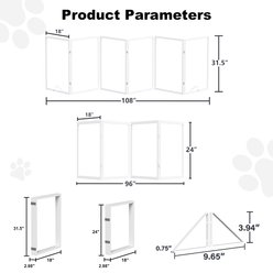 WAOWAO 6-Panel Wooden Extra Wide Freestanding Dog Gate with Clear Acrylic Stairs/Hallway, White, 31 x 102-in slide 2 of 8