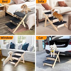 NonoPets 3-in-1 Non-Slip Foldable Wood Dog Stairs & Ramp, 3-Steps slide 2 of 7