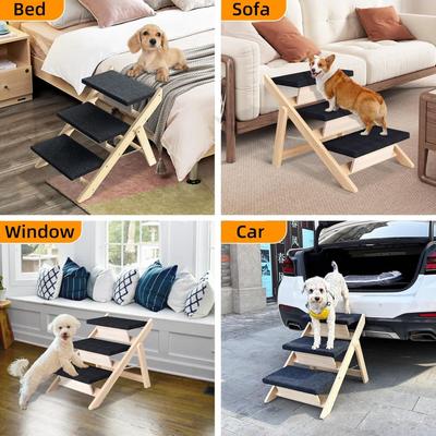 Show full view: NonoPets 3-in-1 Non-Slip Foldable Wood Dog Stairs & Ramp, 3-Steps slide 6 of 7