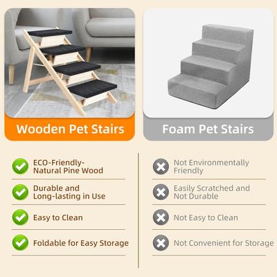 Show full view: NonoPets 3-in-1 Non-Slip Foldable Wood Dog Stairs & Ramp, 4-Steps slide 5 of 7