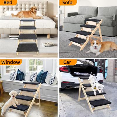 Show full view: NonoPets 3-in-1 Non-Slip Foldable Wood Dog Stairs & Ramp, 4-Steps slide 6 of 7