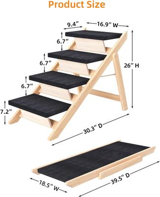 Show full view: NonoPets 3-in-1 Non-Slip Foldable Wood Dog Stairs & Ramp, 4-Steps slide 2 of 7