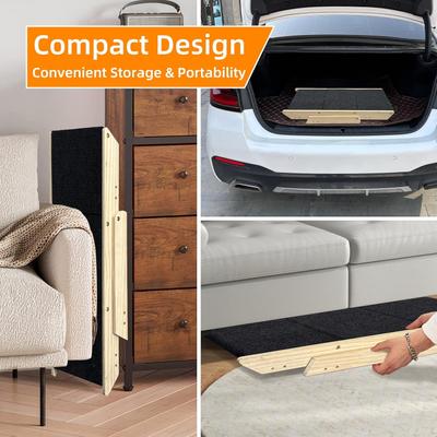 Show full view: NonoPets 3-in-1 Non-Slip Foldable Wood Dog Stairs & Ramp, 3-Steps slide 4 of 7