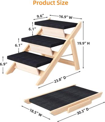 Show full view: NonoPets 3-in-1 Non-Slip Foldable Wood Dog Stairs & Ramp, 3-Steps slide 2 of 7