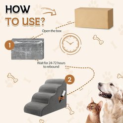 NonoPets 33D High Density Foam Dog Stairs Ramp with Durable Non-Slip Waterproof Fabric Cover, Grey, 4-Steps slide 2 of 5