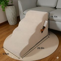 NonoPets 33D High Density Foam Dog Stairs Ramp with Durable Non-Slip Waterproof Fabric Cover, Beige, 4-Steps slide 2 of 2