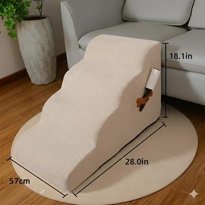 Show full view: NonoPets 33D High Density Foam Dog Stairs Ramp with Durable Non-Slip Waterproof Fabric Cover, Beige, 4-Steps slide 2 of 2