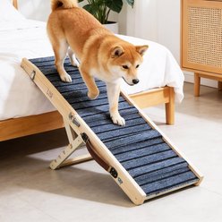 NonoPets Portable Folding Wooden Dog Ramp with Non-Slip Paw Traction Mat, Large