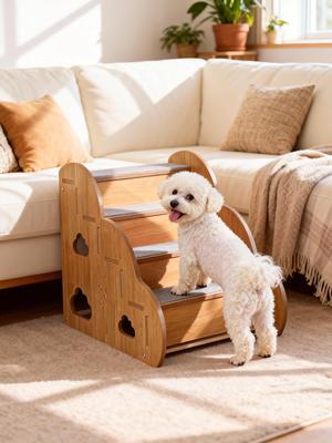 Show full view: NonoPets Non-Slip Wooden Dog Stairs, 4-Steps slide 6 of 9