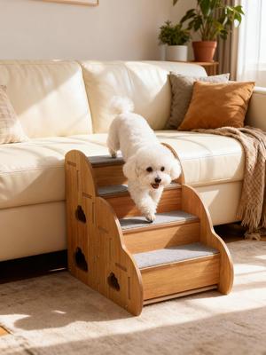 Show full view: NonoPets Non-Slip Wooden Dog Stairs, 4-Steps slide 7 of 9