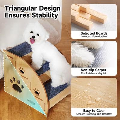 Show full view: NonoPets Non-Slip Wooden Dog Stairs, 3-Steps slide 3 of 7