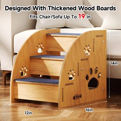 Show full view: NonoPets Non-Slip Wooden Dog Stairs, 3-Steps slide 2 of 7