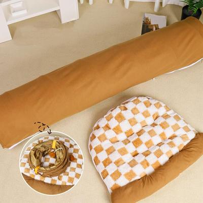 Show full view: NonoPets 2-in-1 Cozy Play & Sleep Hideaway Cat Tunnel Bed with Plush Cushion, Brown slide 4 of 7