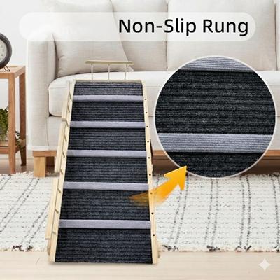 Show full view: NonoPets Adjustable & Foldable Solid Wood Dog Ramp with Non-Slip Carpet & Guardrails slide 4 of 5
