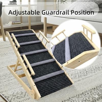 Show full view: NonoPets Adjustable & Foldable Solid Wood Dog Ramp with Non-Slip Carpet & Guardrails slide 2 of 5