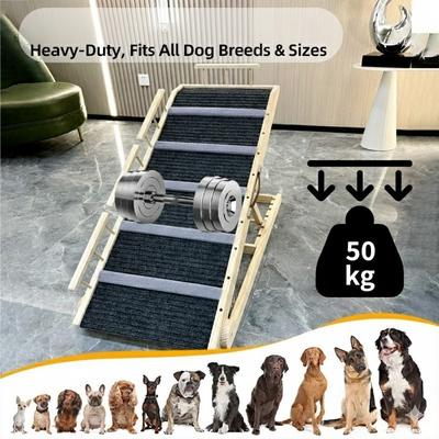 Show full view: NonoPets Adjustable & Foldable Solid Wood Dog Ramp with Non-Slip Carpet & Guardrails slide 3 of 5