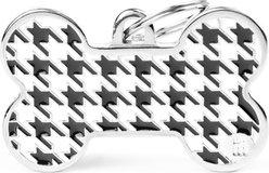 myfamily Style Bone Houndstooth Personalized Dog ID Tag, Black, X-Large