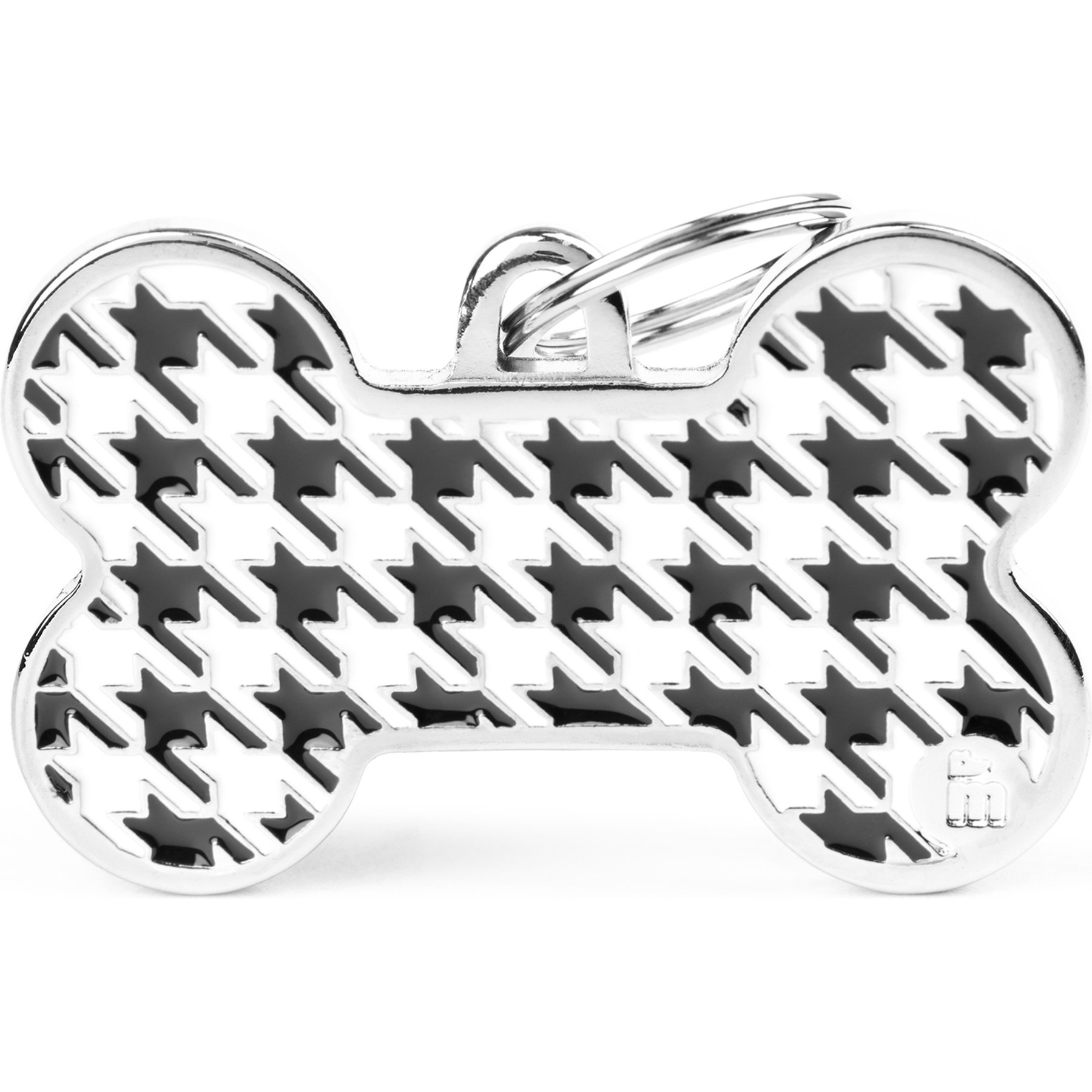 myfamily Style Bone Houndstooth Personalized Dog ID Tag, Black, X-Large
