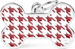 myfamily Style Bone Houndstooth Personalized Dog ID Tag, Red, X-Large