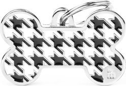 myfamily Style Bone Houndstooth Personalized Dog ID Tag, Black, Large