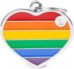 myfamily Rainbow Heart Personalized Dog ID Tag, Large