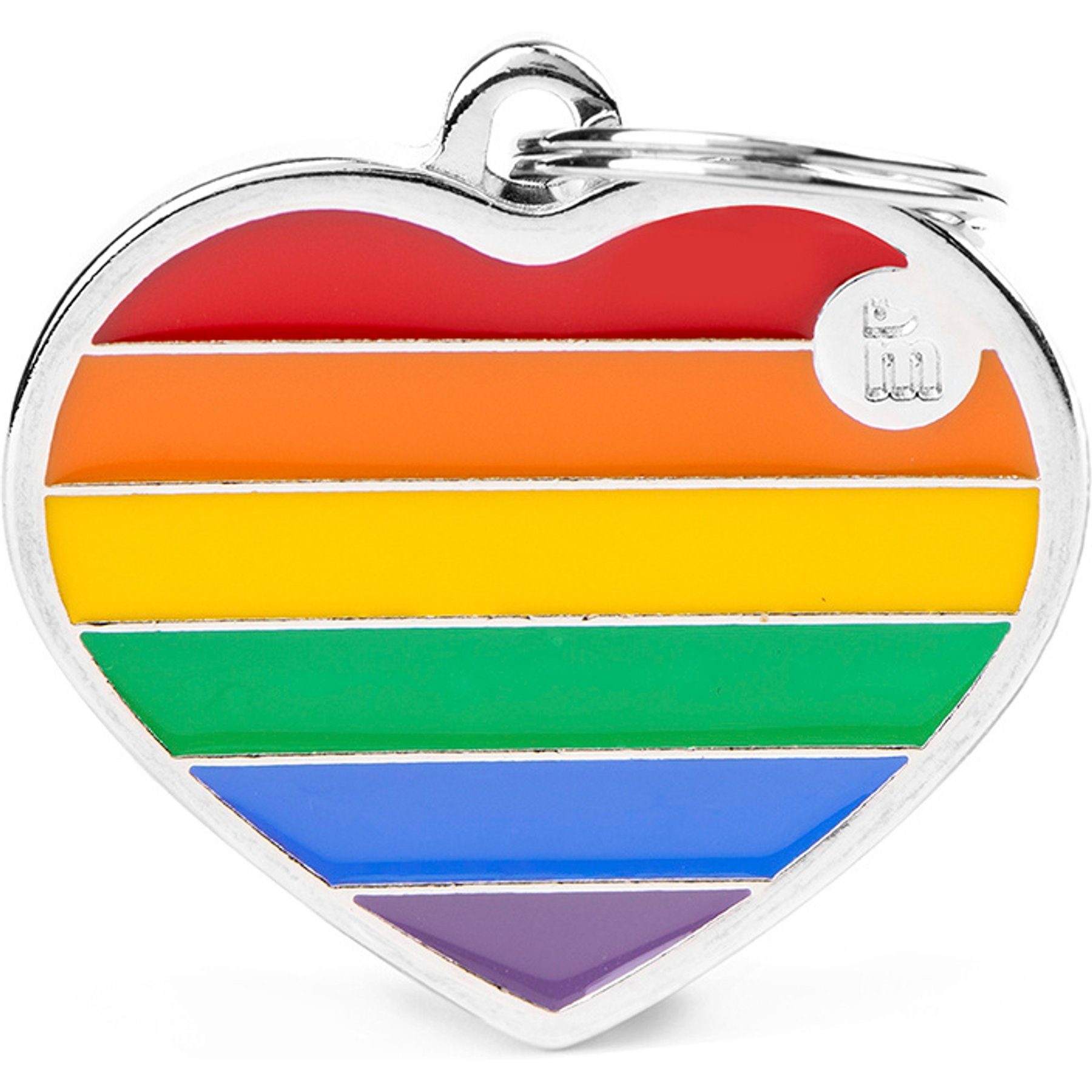 myfamily Rainbow Heart Personalized Dog ID Tag, Large