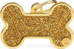 myfamily Shine Gold Glitter Bone Personalized Dog ID Tag, X-Large