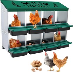 LALFPET 8 or 10 Hole 2 Layer Chicken Nesting Box, Green, 42.32-in