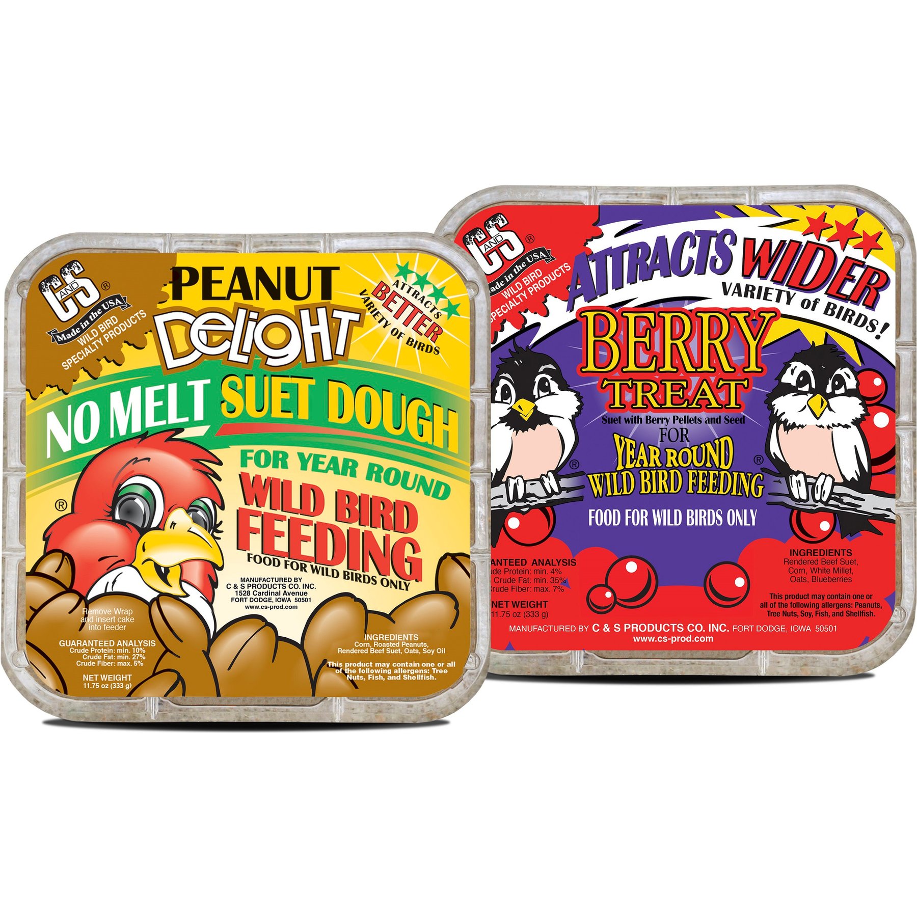 C&S Peanut Delight Dough & Berry Treat Suet Wild Bird Food, 24 count