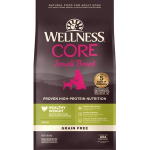 Wellness CORE Grain-Free Small Breed Healthy Weight Deboned Turkey Recipe Dry Dog Food, 12-lb bag