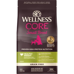 Wellness CORE Grain-Free Small Breed Healthy Weight Deboned Turkey Recipe Dry Dog Food, 4-lb bag