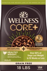 Wellness CORE+ Grain-Free Healthy Weight Recipe with Freeze-Dried Turkey Dry Dog Food, 18-lb bag