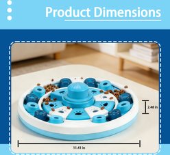 Decflow Interactive Food Dispensing Easy to Clean Puzzle Toy for Dogs & Cats with BB Rattle, Blue slide 2 of 7