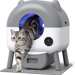 WARCAT Automatic Self-Cleaning Two-Tone Cat Ear Design Cat Litter Box, Grey