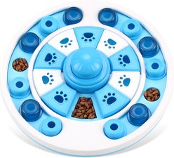 Decflow Interactive Food Dispensing Easy to Clean Puzzle Toy for Dogs & Cats with BB Rattle, Blue