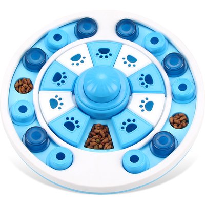 Decflow Decflow Interactive Food Dispensing Easy to Clean Puzzle Toy for Dogs & Cats with BB Rattle, Blue