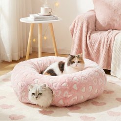 Happy & Polly Orthopedic Bolster Circle Tunnel Cat Bed, Pink