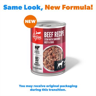 Show full view: ORIJEN Real Meat Shreds Beef Stew Wet Dog Food Recipe, 12.8-oz can, case of 12 slide 3 of 12