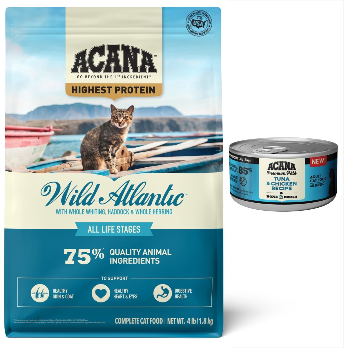 ACANA Tuna + Chicken in Bone Broth Wet Food + Wild Atlantic Dry Cat Food