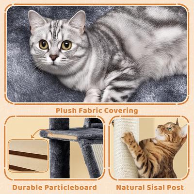 Show full view: Yaheetech 57-in Plush Cat Tree & Condo, Black slide 5 of 9