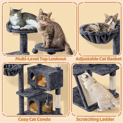 Show full view: Yaheetech 57-in Plush Cat Tree & Condo, Black slide 4 of 9