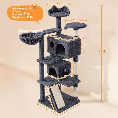 Show full view: Yaheetech 57-in Plush Cat Tree & Condo, Black slide 3 of 9
