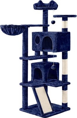 Show full view: Yaheetech 57-in Plush Cat Tree & Condo, Navy Blue slide 2 of 9