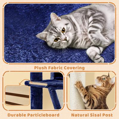 Show full view: Yaheetech 57-in Plush Cat Tree & Condo, Navy Blue slide 5 of 9
