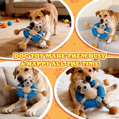 Show full view: FUUFOME Durable 2-in-1 Rubber Frisbee & Plush Raccoon Dog Toy slide 5 of 7