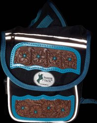 Tahoe Tack Turquoise Flower 1680D Nylon Western Horn Storage Bag with Hand Tooled Leather Accents, Black slide 2 of 9