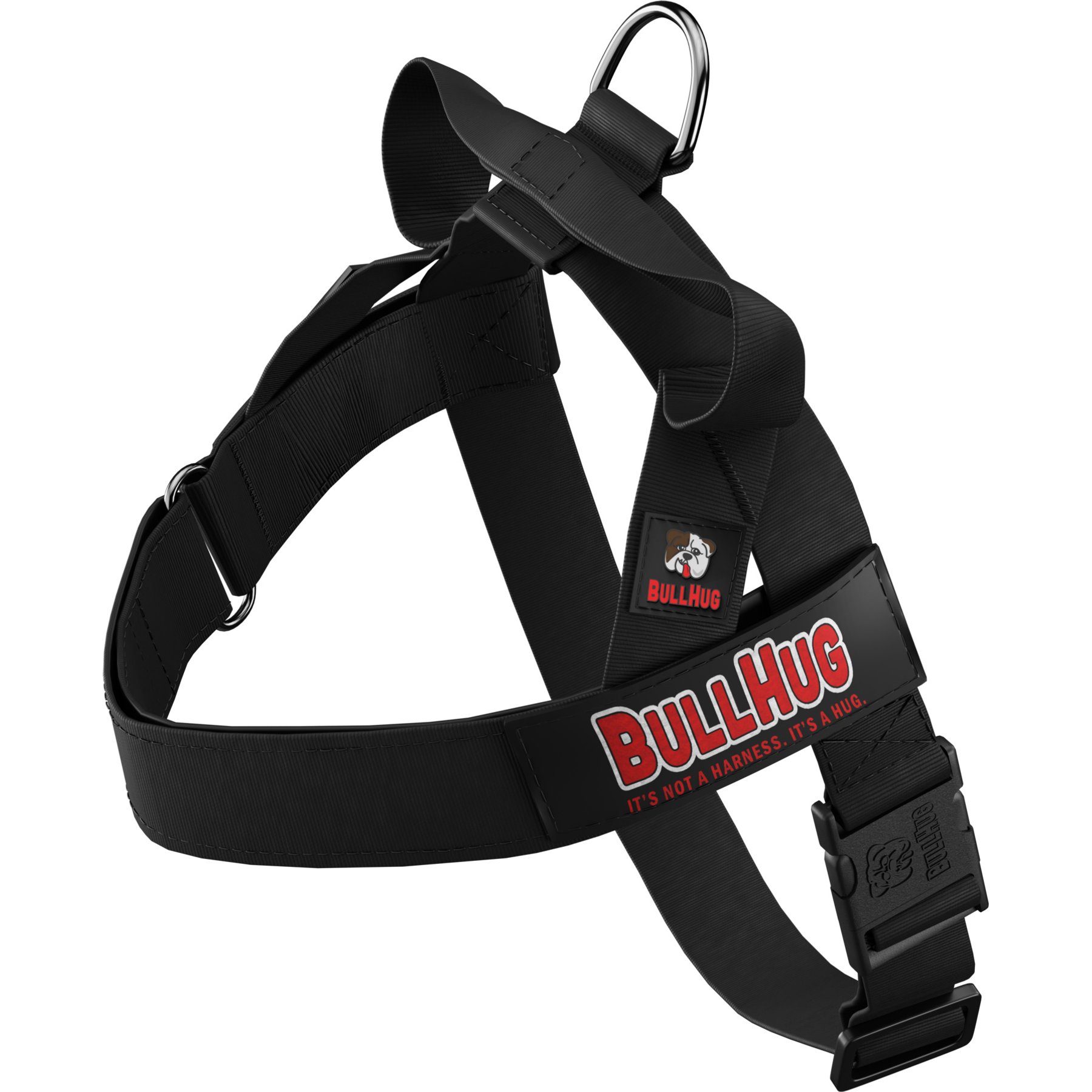 BullHug Adjustable No Choke Dog Harness, Black, Large: 29 to 33-in chest